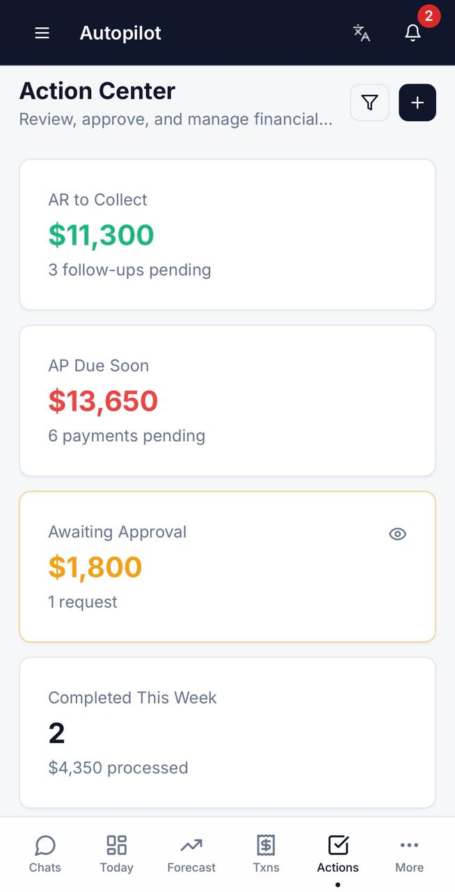 AutoPilot Cash mobile Actions product preview