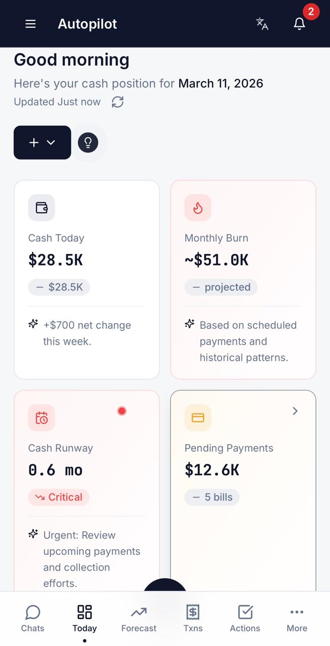 AutoPilot Cash mobile Today product preview